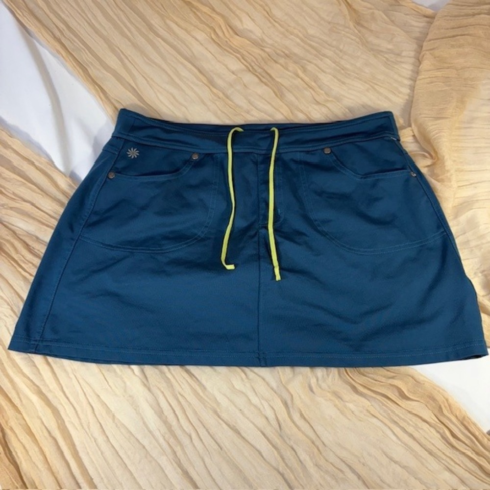 Athleta Womens Dark Aqua‎ Athletic Skirt Brief Lined W/Pockets Size M